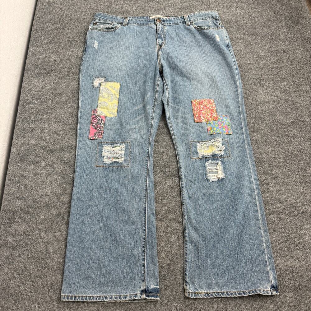Levi's 515 Bootcut Jeans Womens Size 22 Blue Distressed Patchwork Denim Y2K